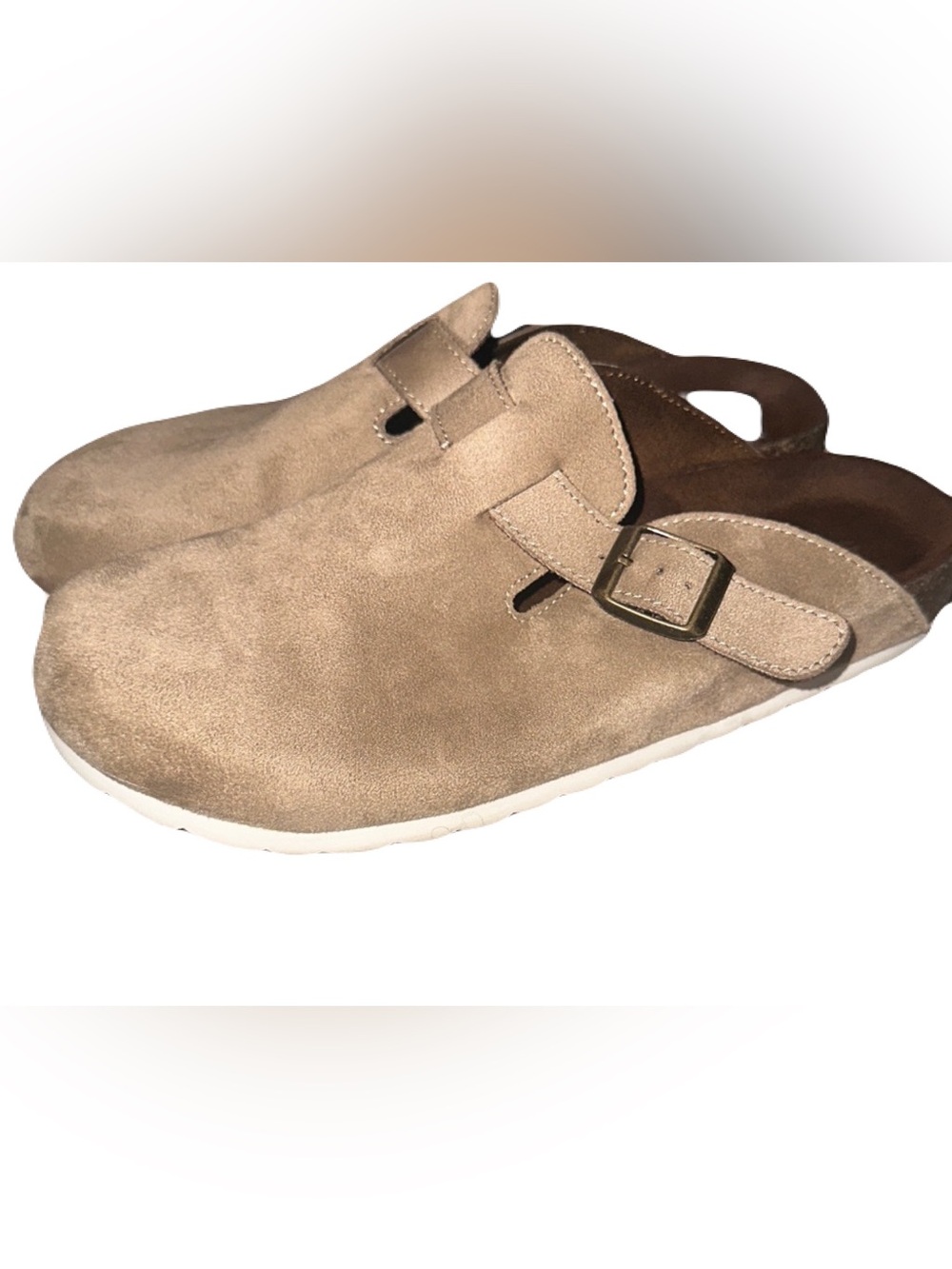 Cliffs by White Mountain suede slip-on buckled clogs